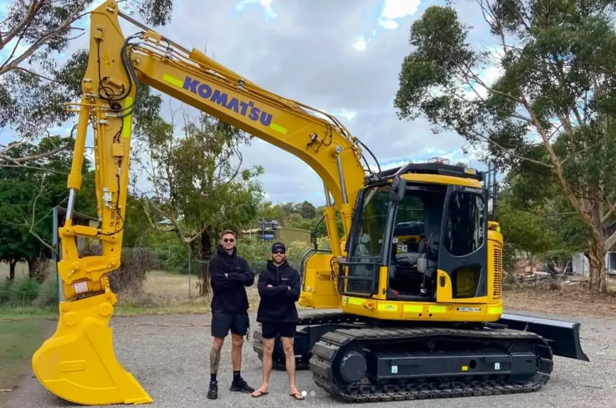 The Plant Hire Perth team with their Komatsu excavator in Perth