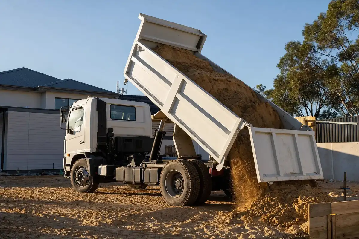 Tipper truck hire Perth - 8t Isuzu FVR for soil and spoil cartage
